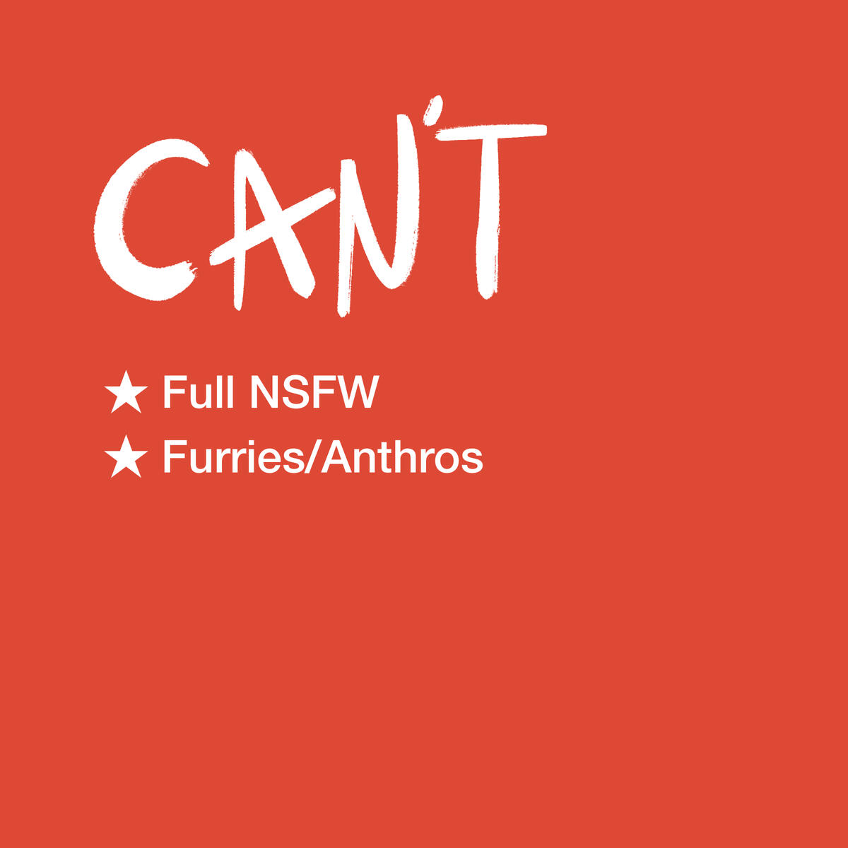 Can't: Full NSFW, Furries/Anthros